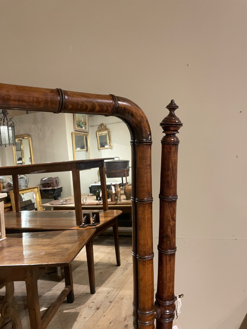 19TH CENTURY FRENCH FAUX BAMBOO CHERRYWOOD CHEVAL MIRROR View VII