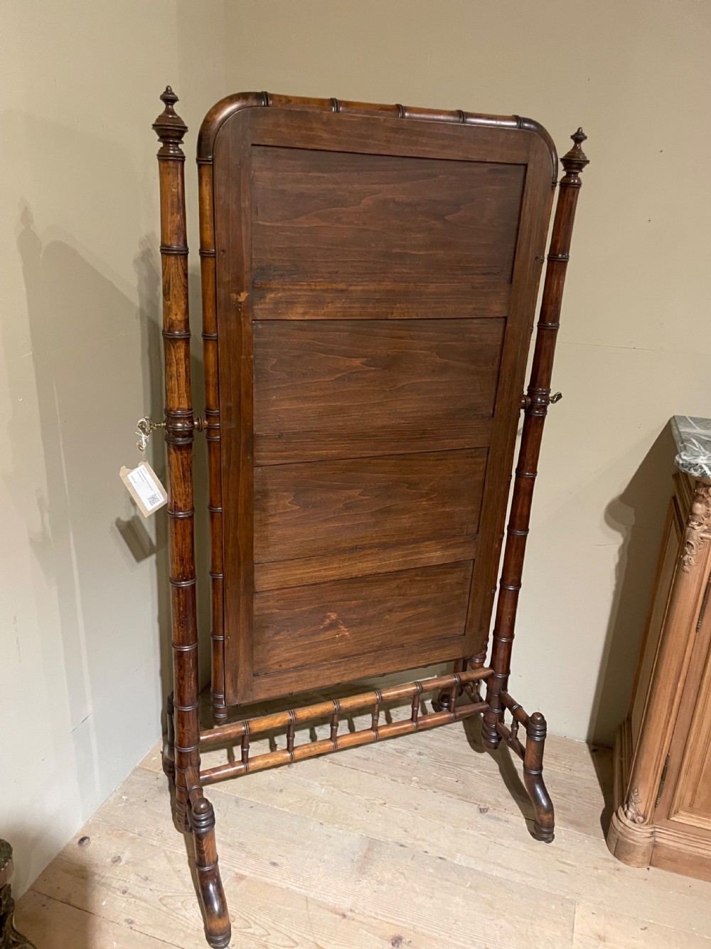 19TH CENTURY FRENCH FAUX BAMBOO CHERRYWOOD CHEVAL MIRROR View XI
