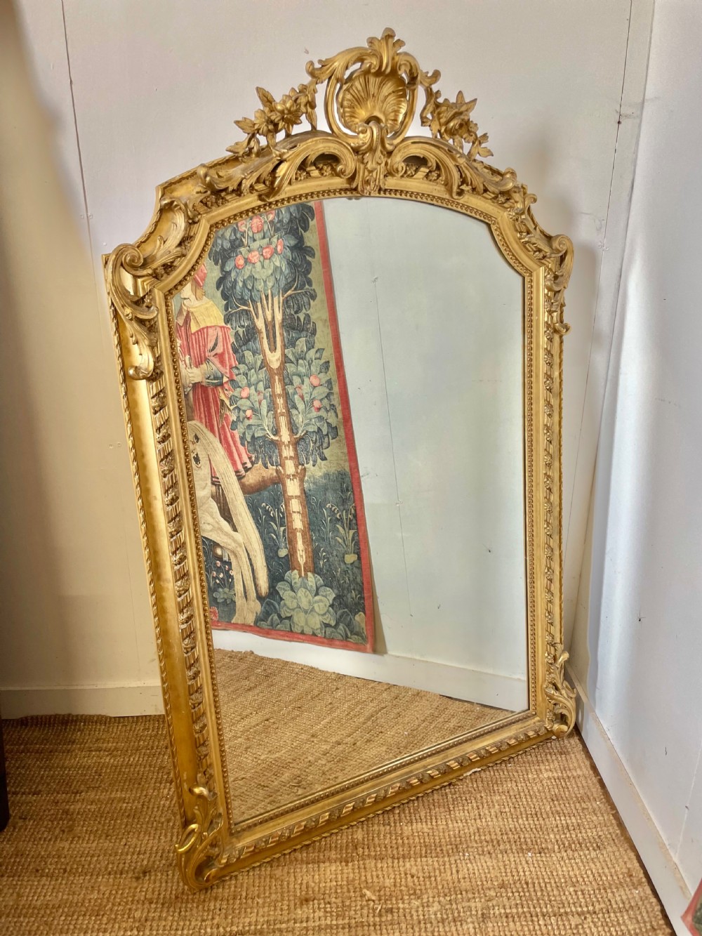 Large 19th century gilded over mantle shell motif  
