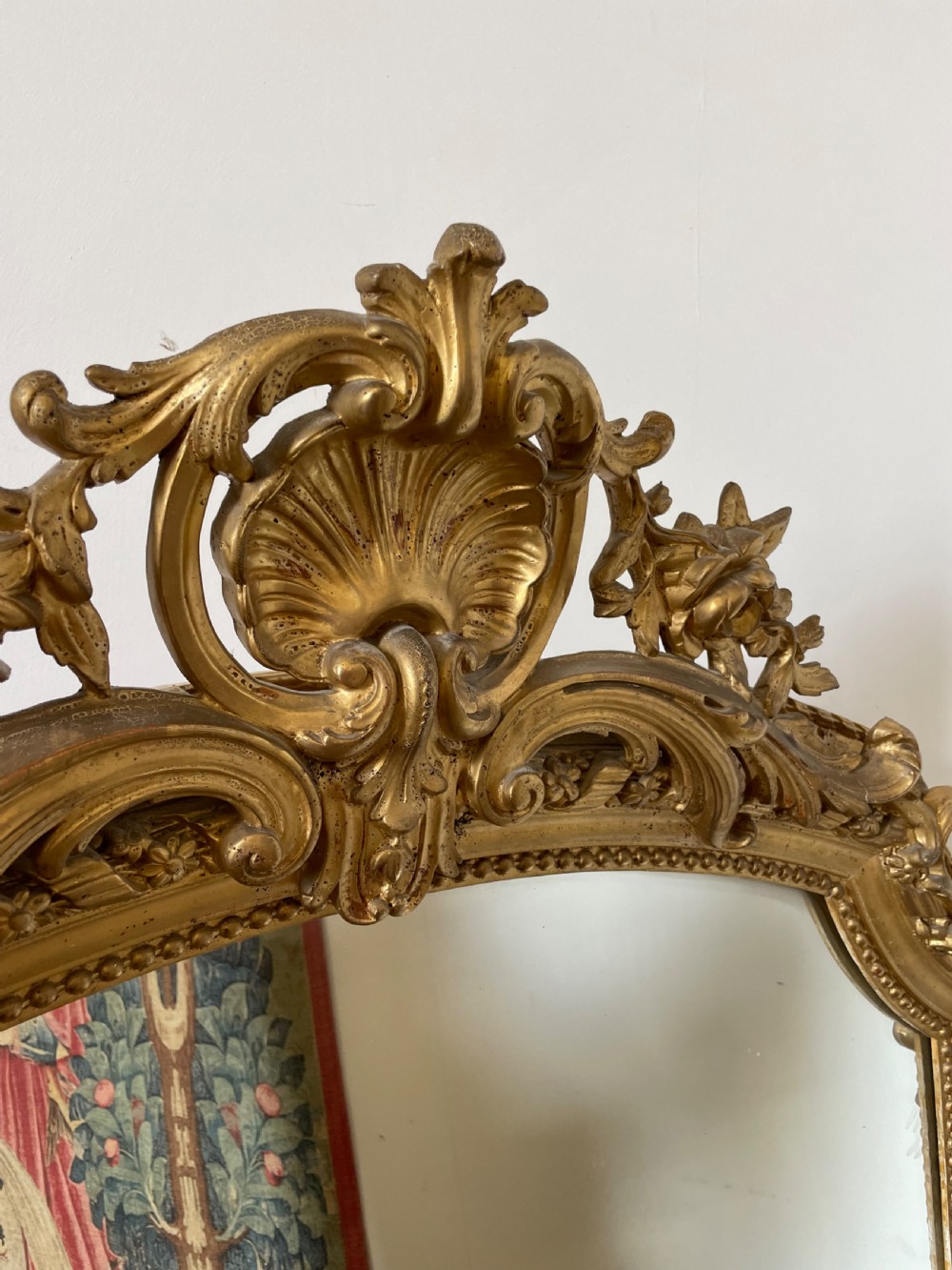 Large 19th century gilded over mantle shell motif   View V