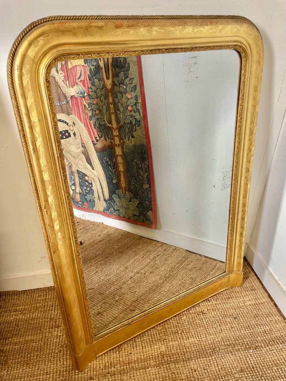 Lovely 19th century arched topped gilded over mantle 
