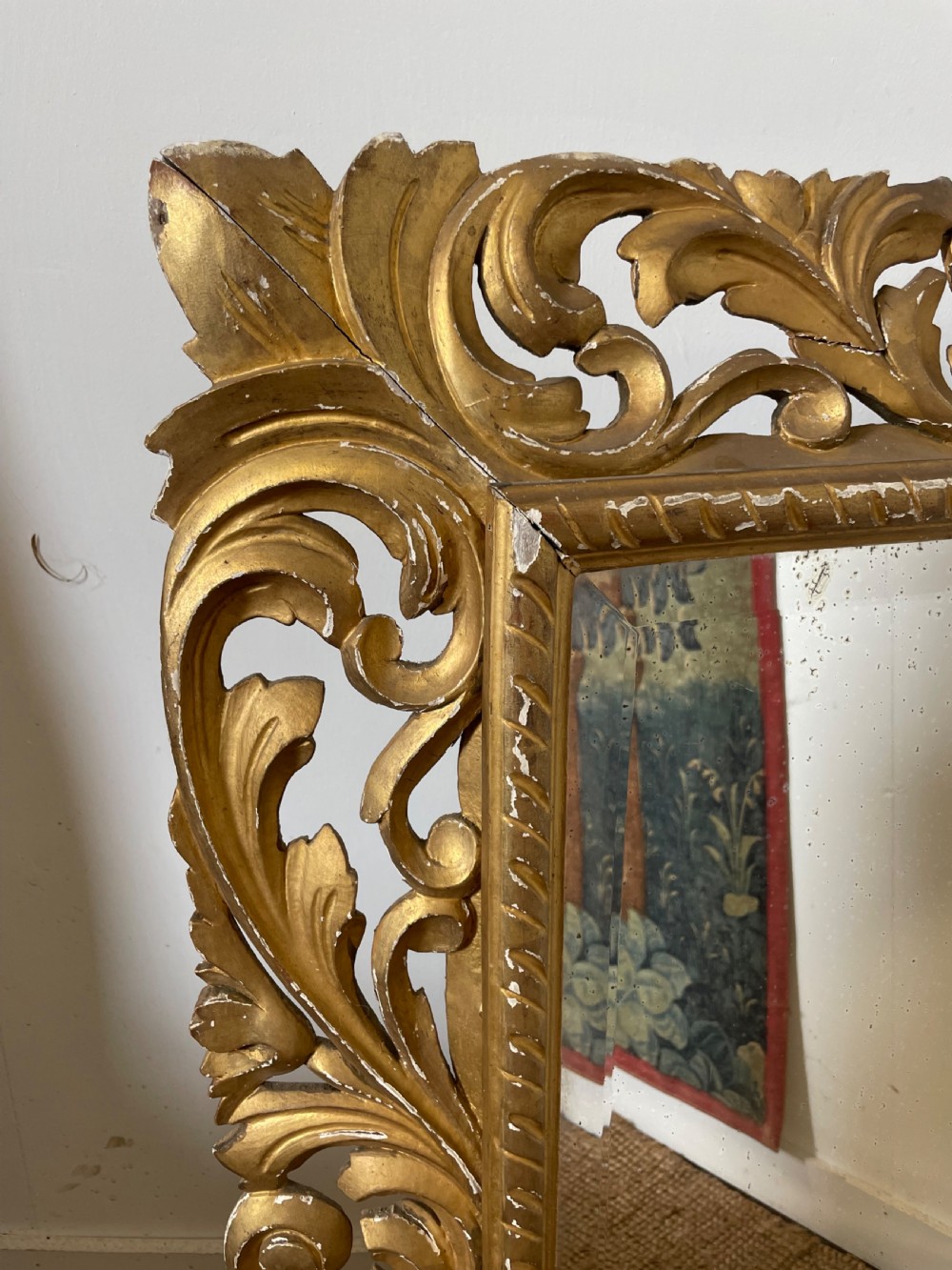 19th century carved wood gilded mirror  View II