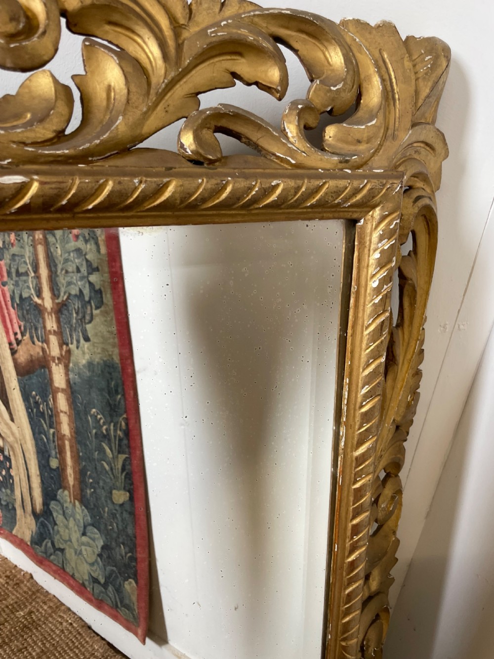 19th century carved wood gilded mirror  View V