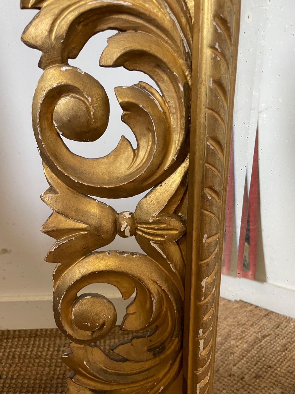 19th century carved wood gilded mirror  View IX