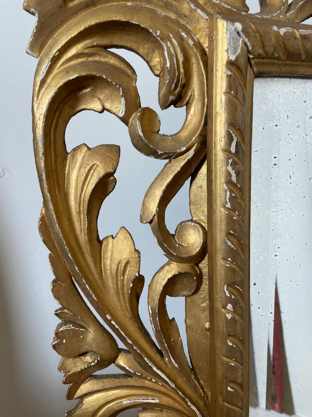 19th century carved wood gilded mirror  View X