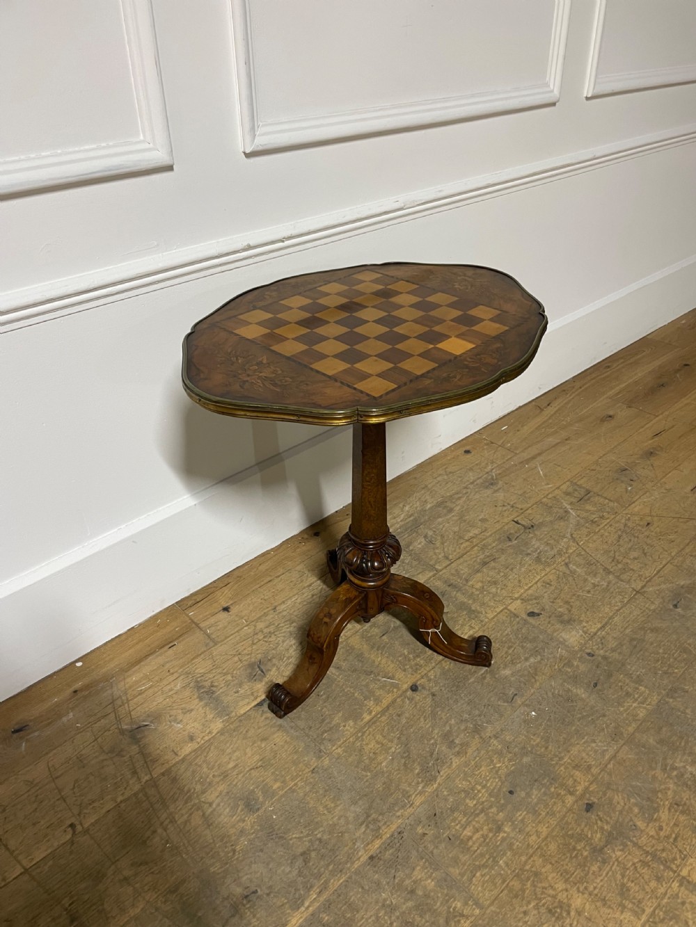 Victorian walnut chess table  View II