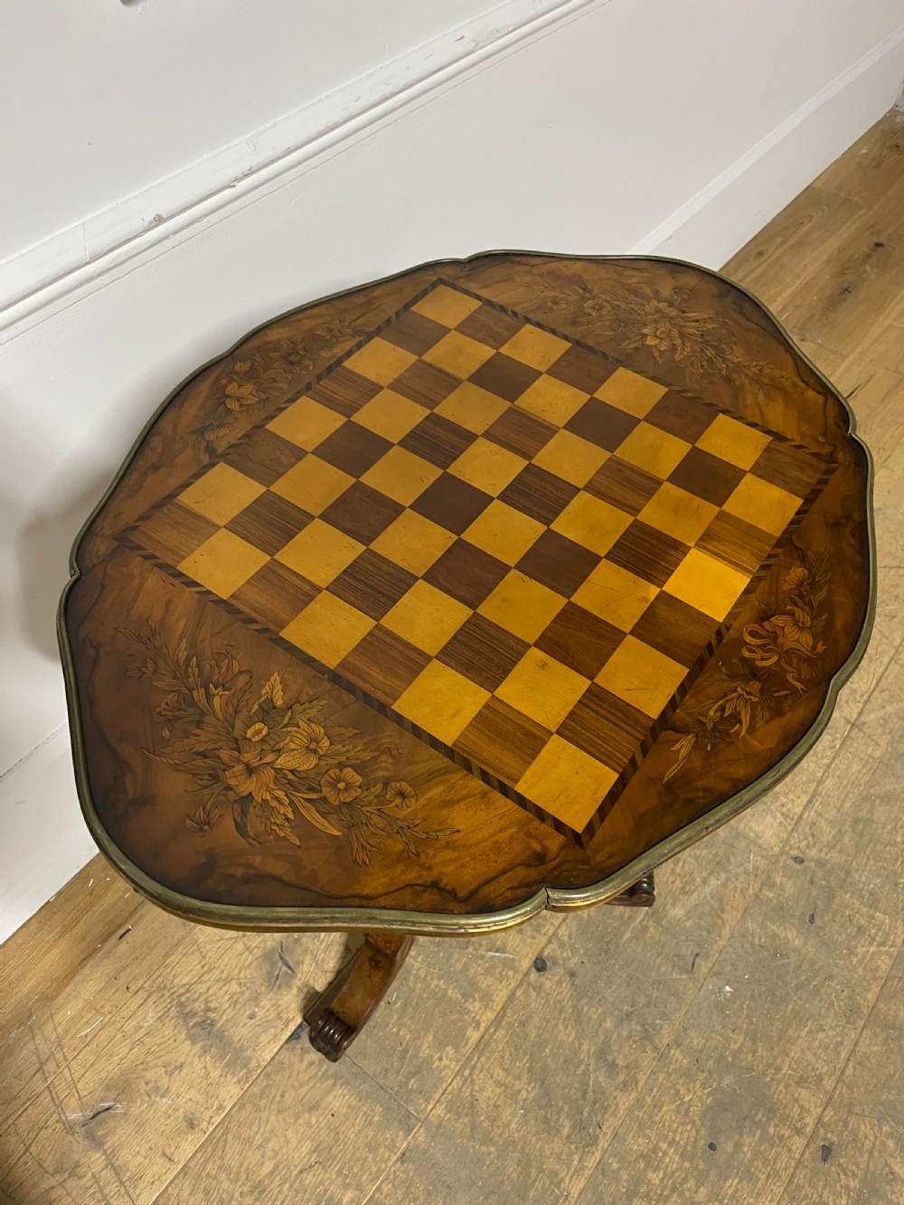 Victorian walnut chess table  View III