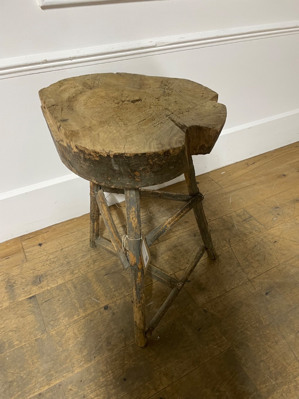 19th century rustic oak chopping block View II