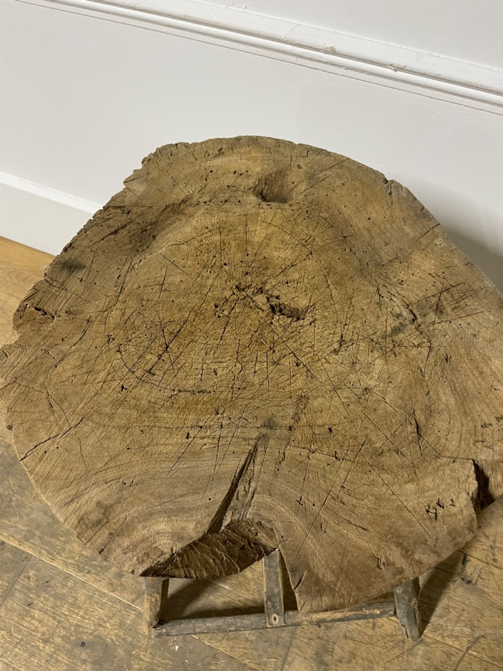 19th century rustic oak chopping block View V