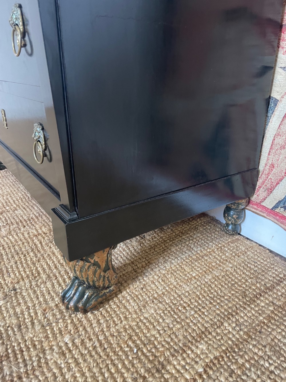 Early 19th century ebonised empire period marble topped commode  View V