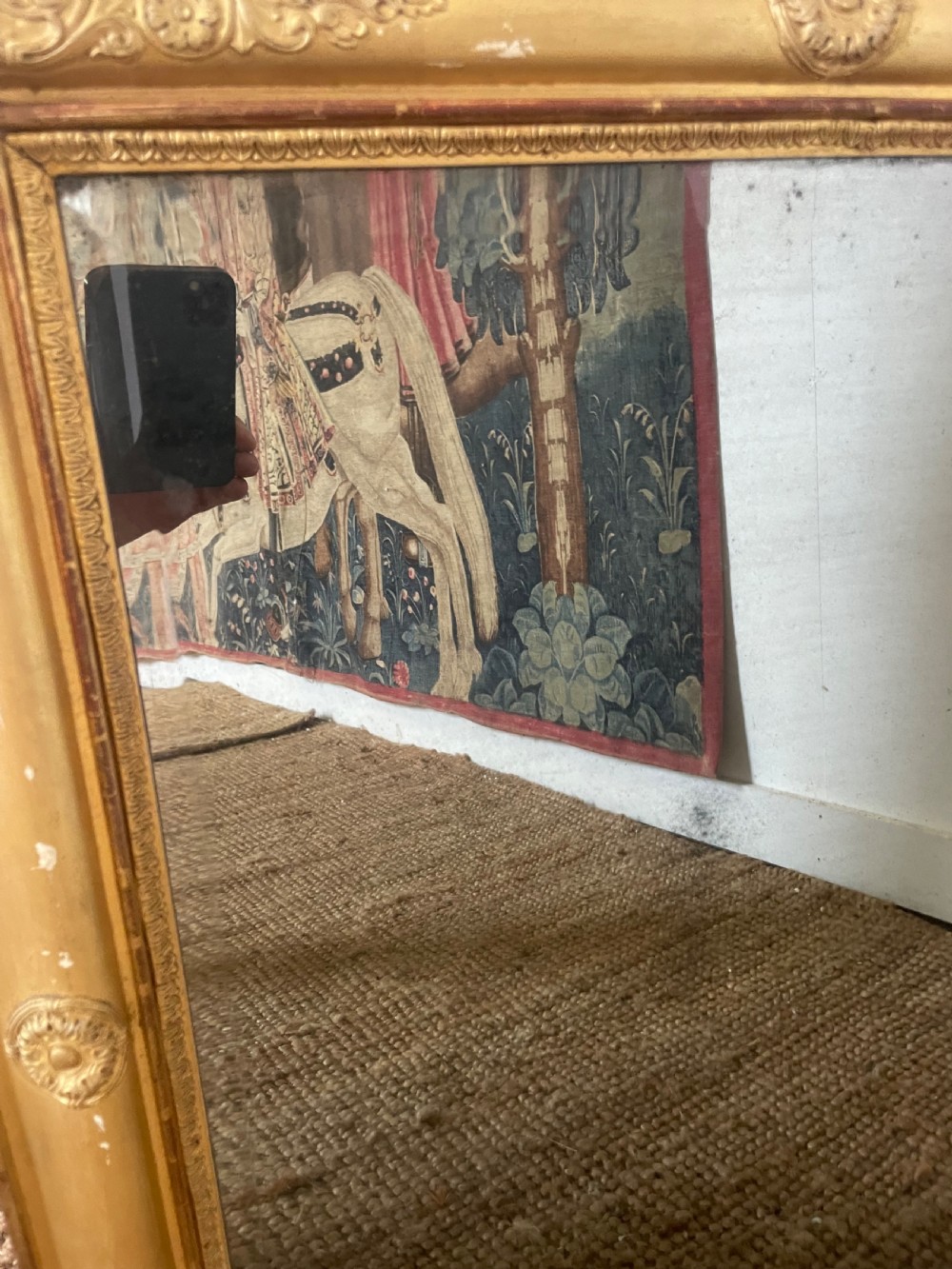 19th century gilded wall mirror , neat size View IX