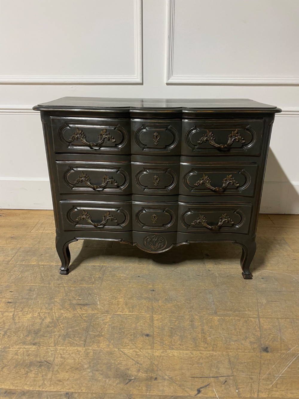 Louis XVI style slate grey painted commode