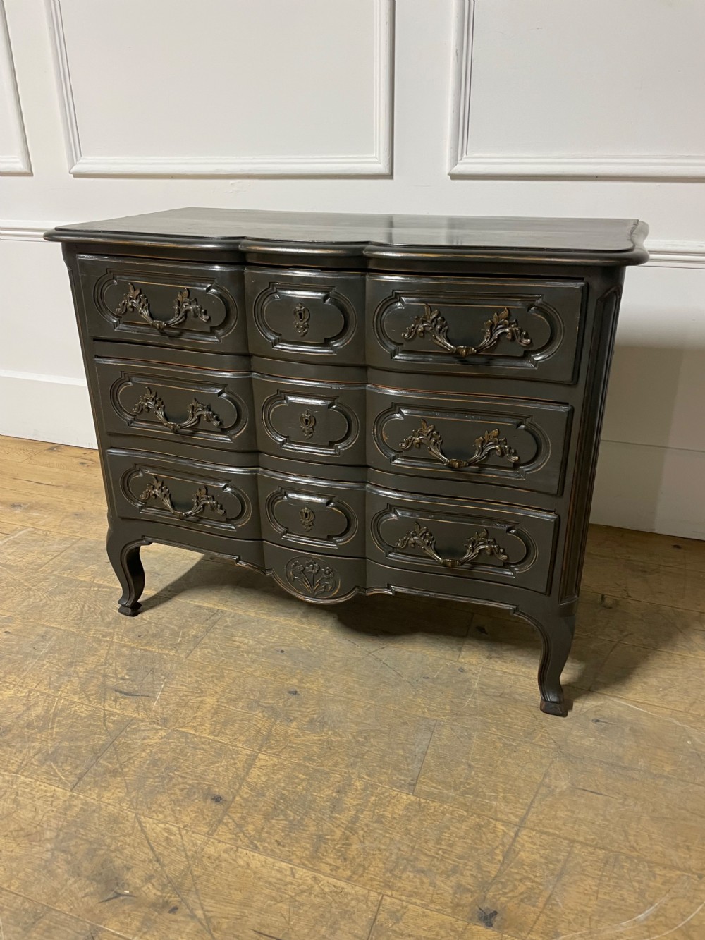 Louis XVI style slate grey painted commode View III