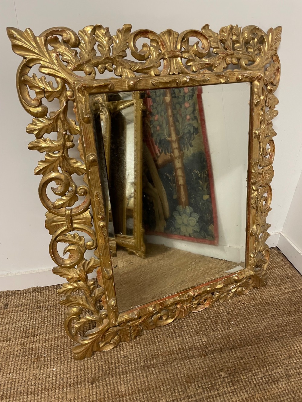 19th century carved wood gilt mirror 
