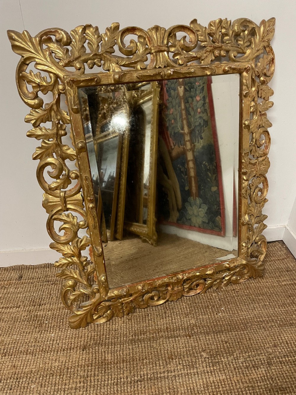 19th century carved wood gilt mirror  View II