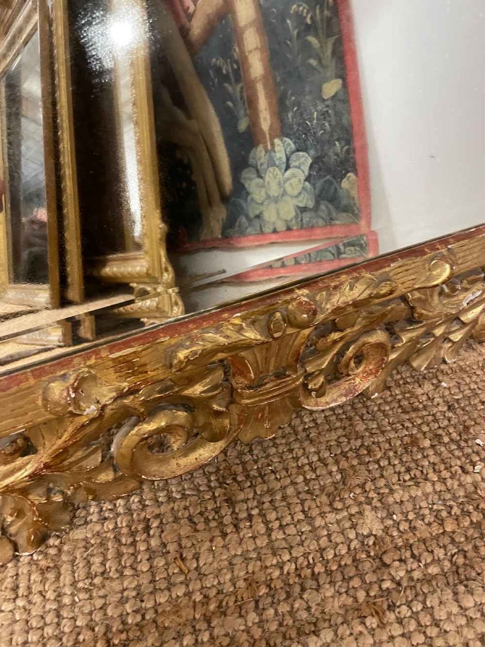19th century carved wood gilt mirror  View IX
