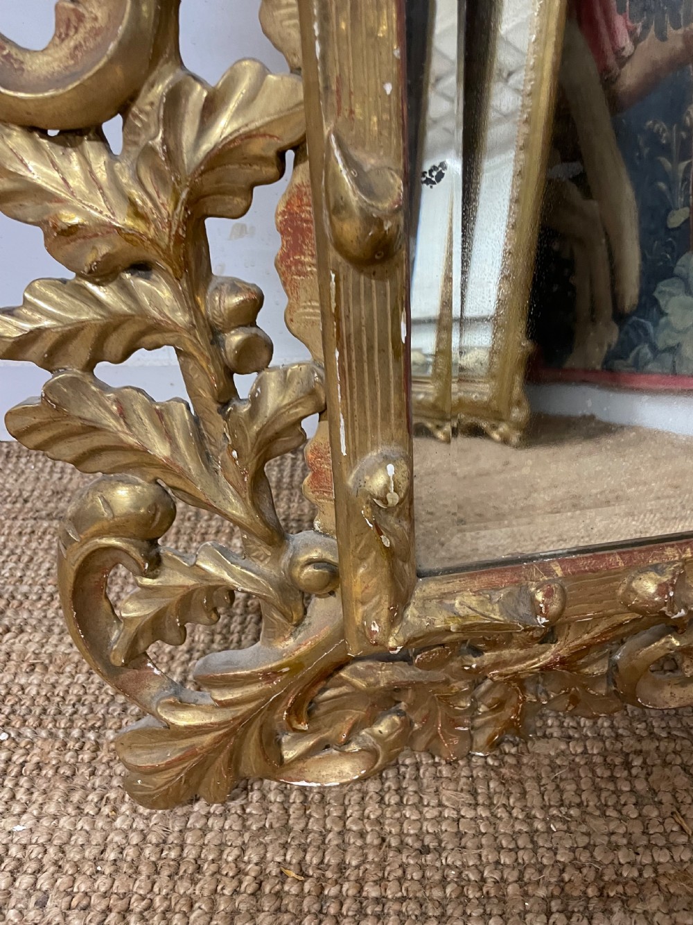 19th century carved wood gilt mirror  View X