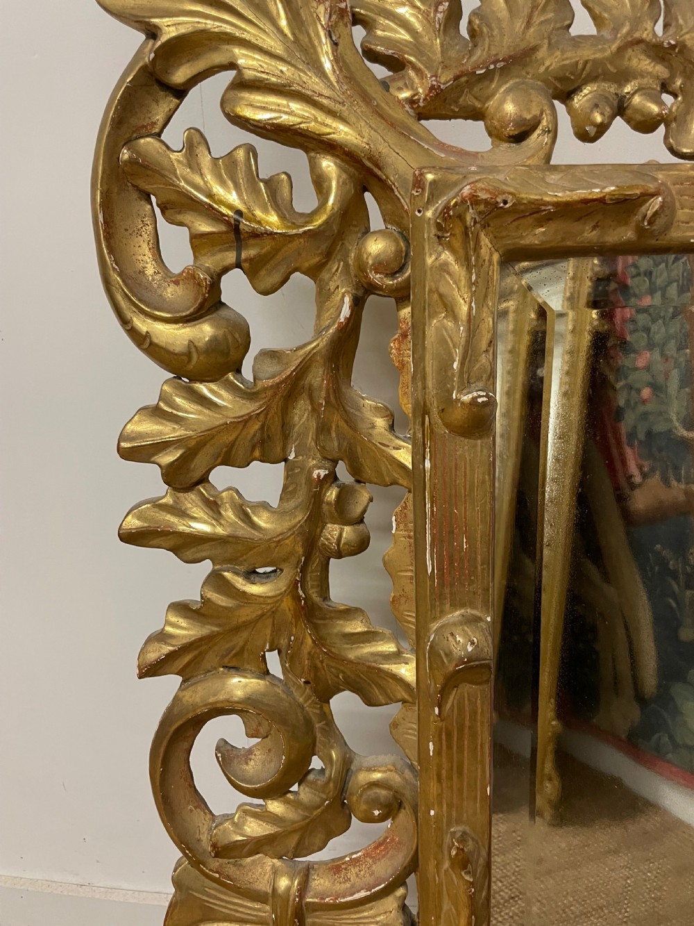 19th century carved wood gilt mirror  View XIII