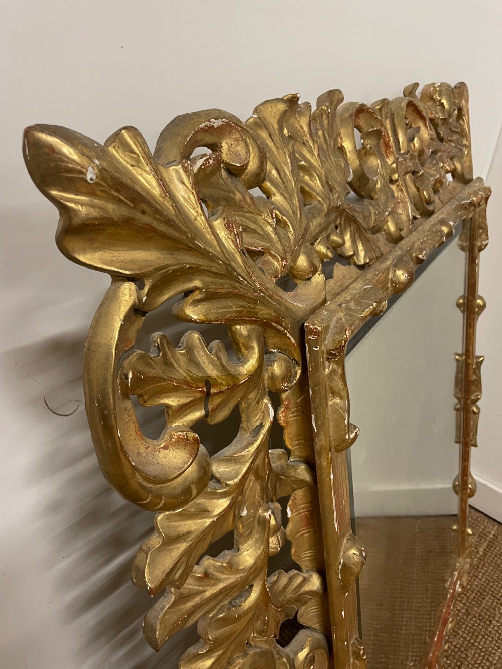 19th century carved wood gilt mirror  View XIV