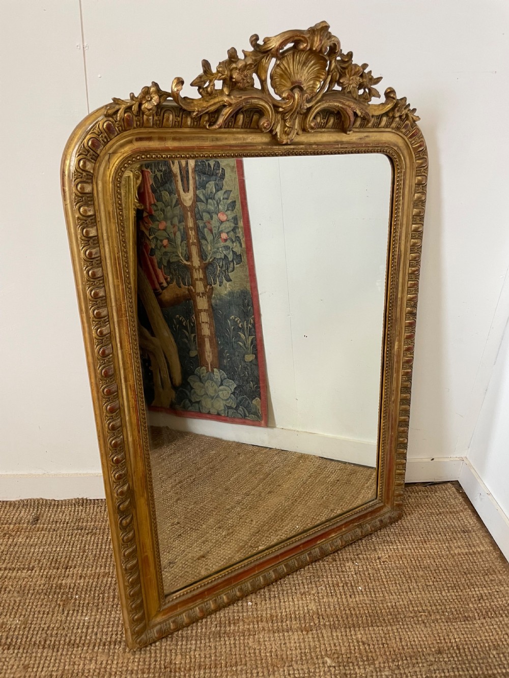 19th century French gilt over mantle mirror 