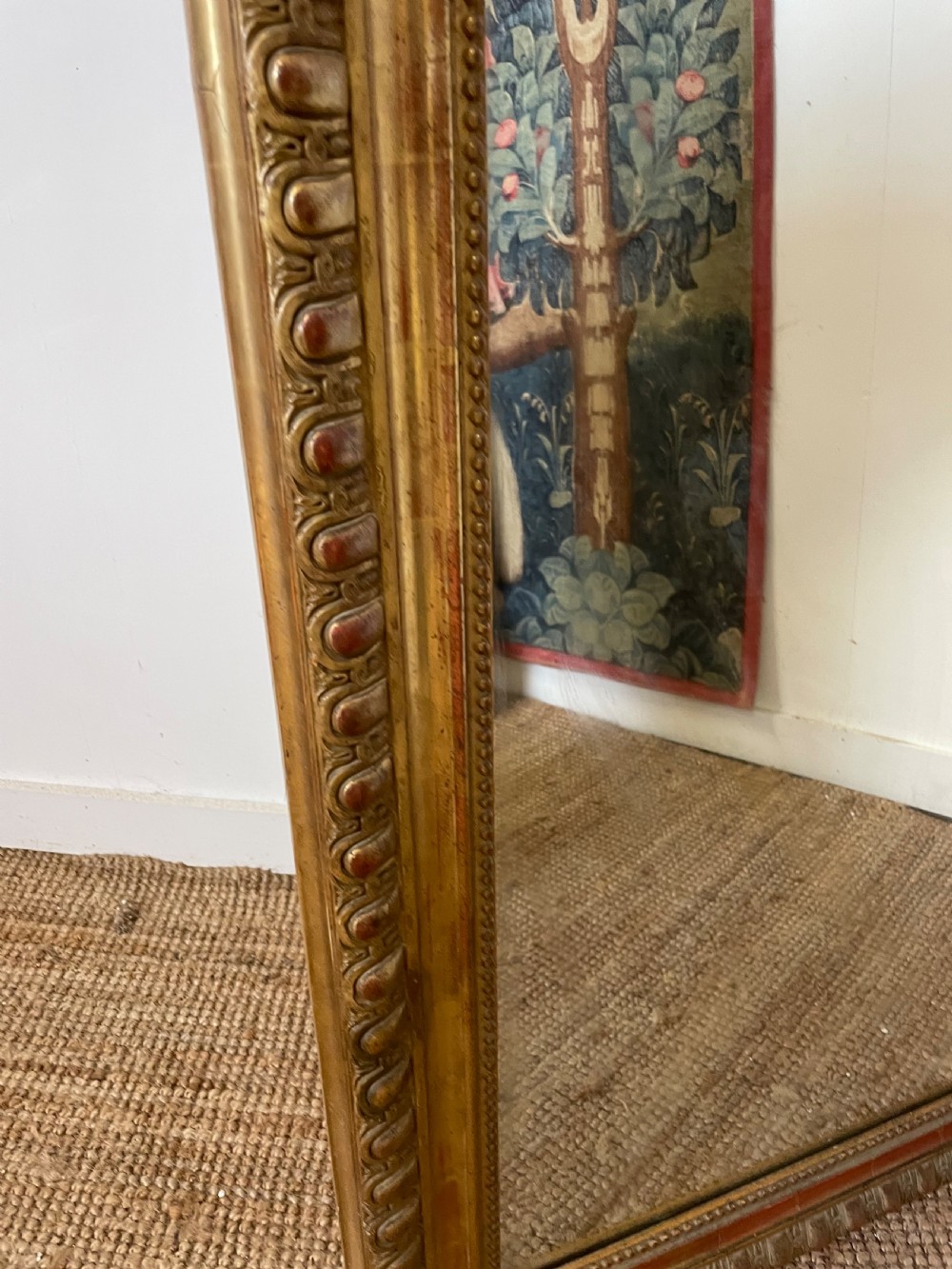19th century French gilt over mantle mirror  View X