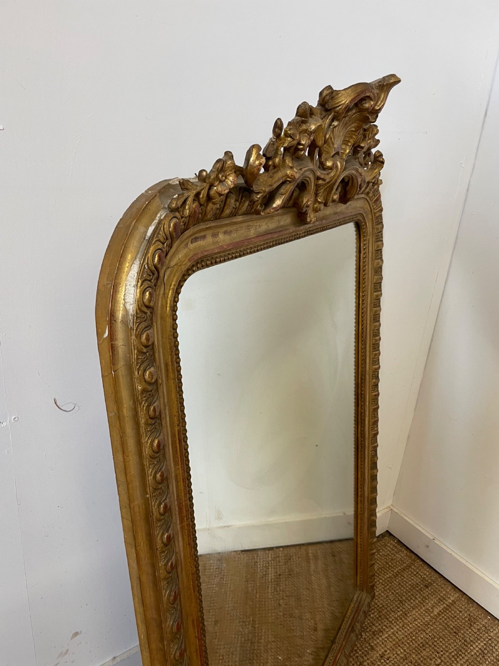 19th century French gilt over mantle mirror  View XII