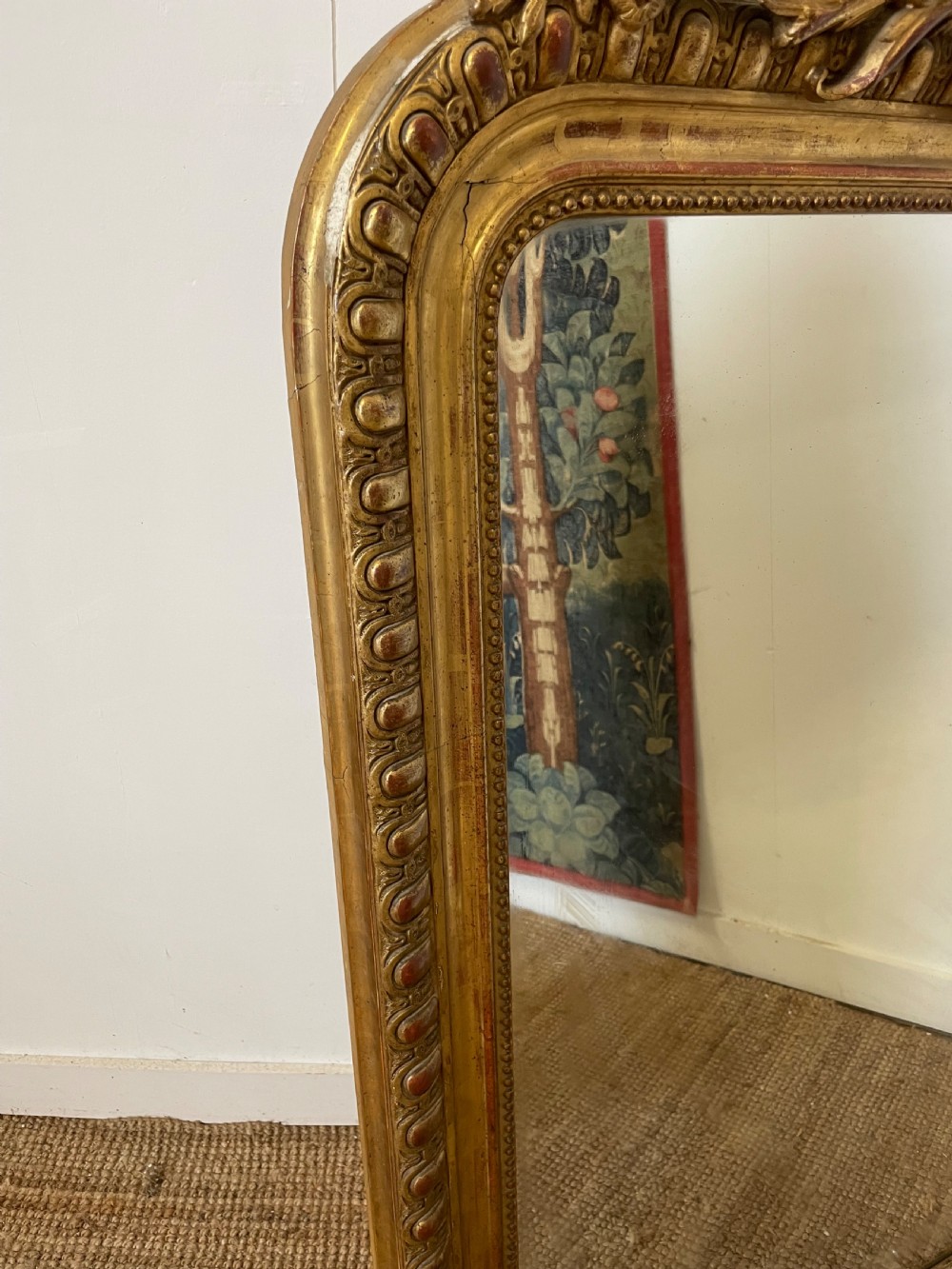 19th century French gilt over mantle mirror  View XIII
