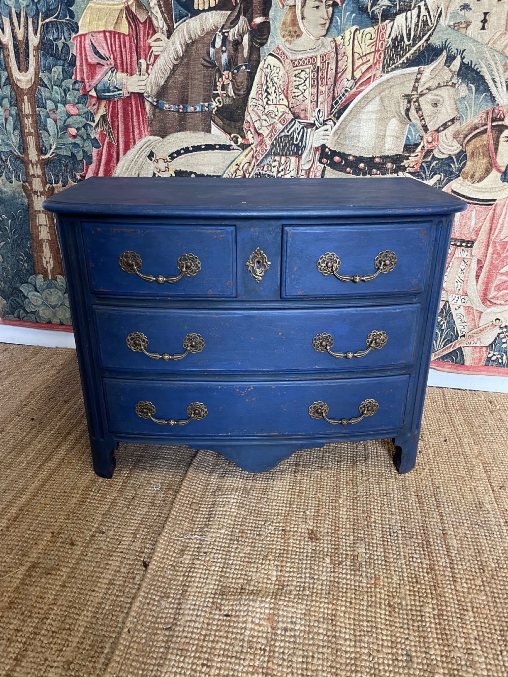 18th century style painted French commode , blue 