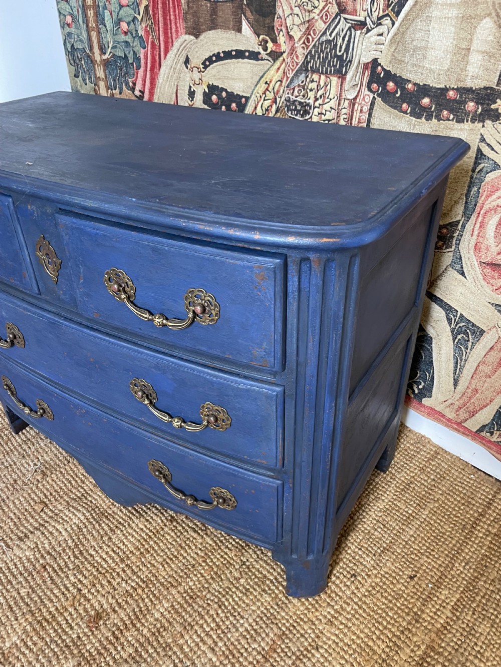 18th century style painted French commode , blue  View II
