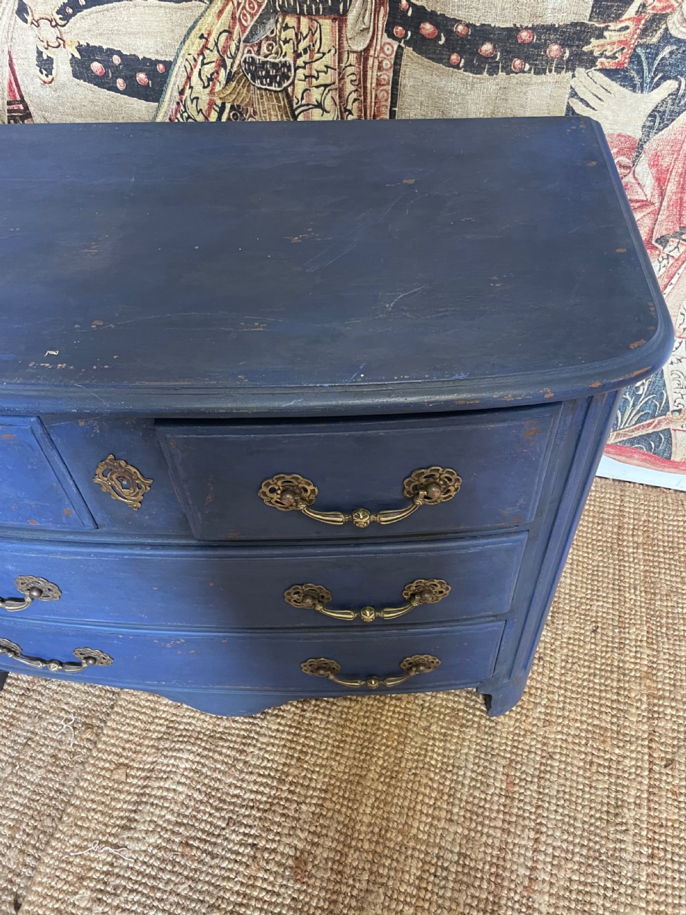 18th century style painted French commode , blue  View IX