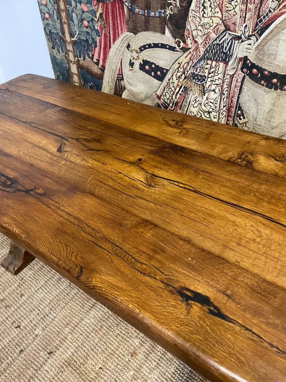 Early 20th century oak refectory table  View IX