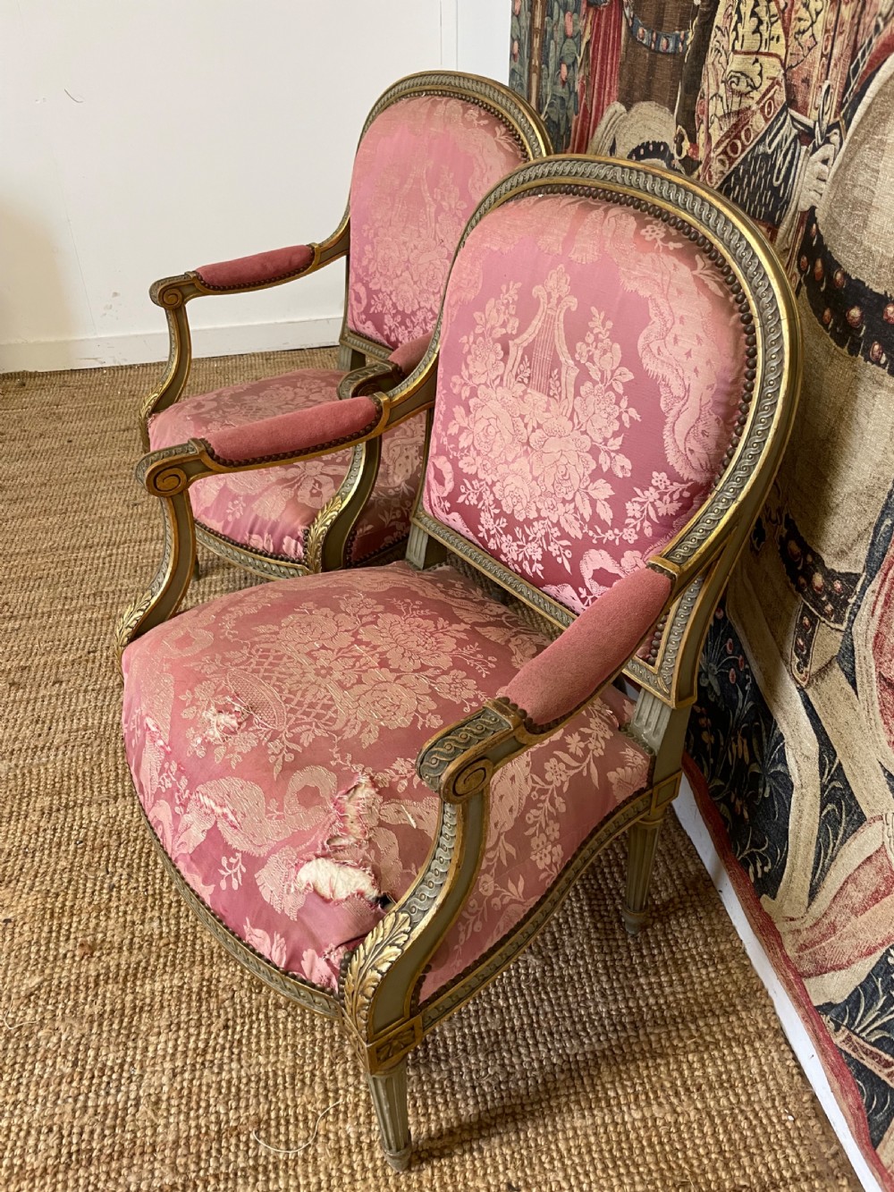 Pair of 19th century gilt and painted armchairs  View IV