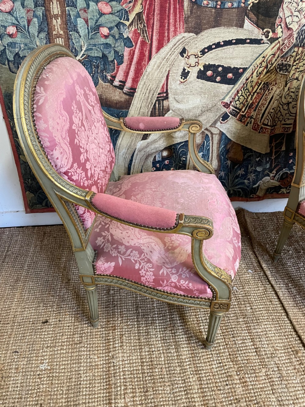 Pair of 19th century gilt and painted armchairs  View IX