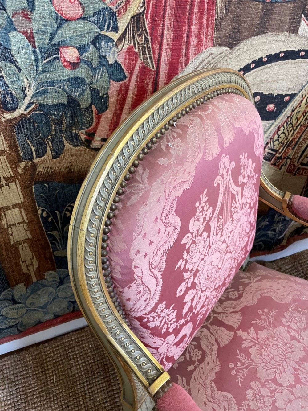 Pair of 19th century gilt and painted armchairs  View X