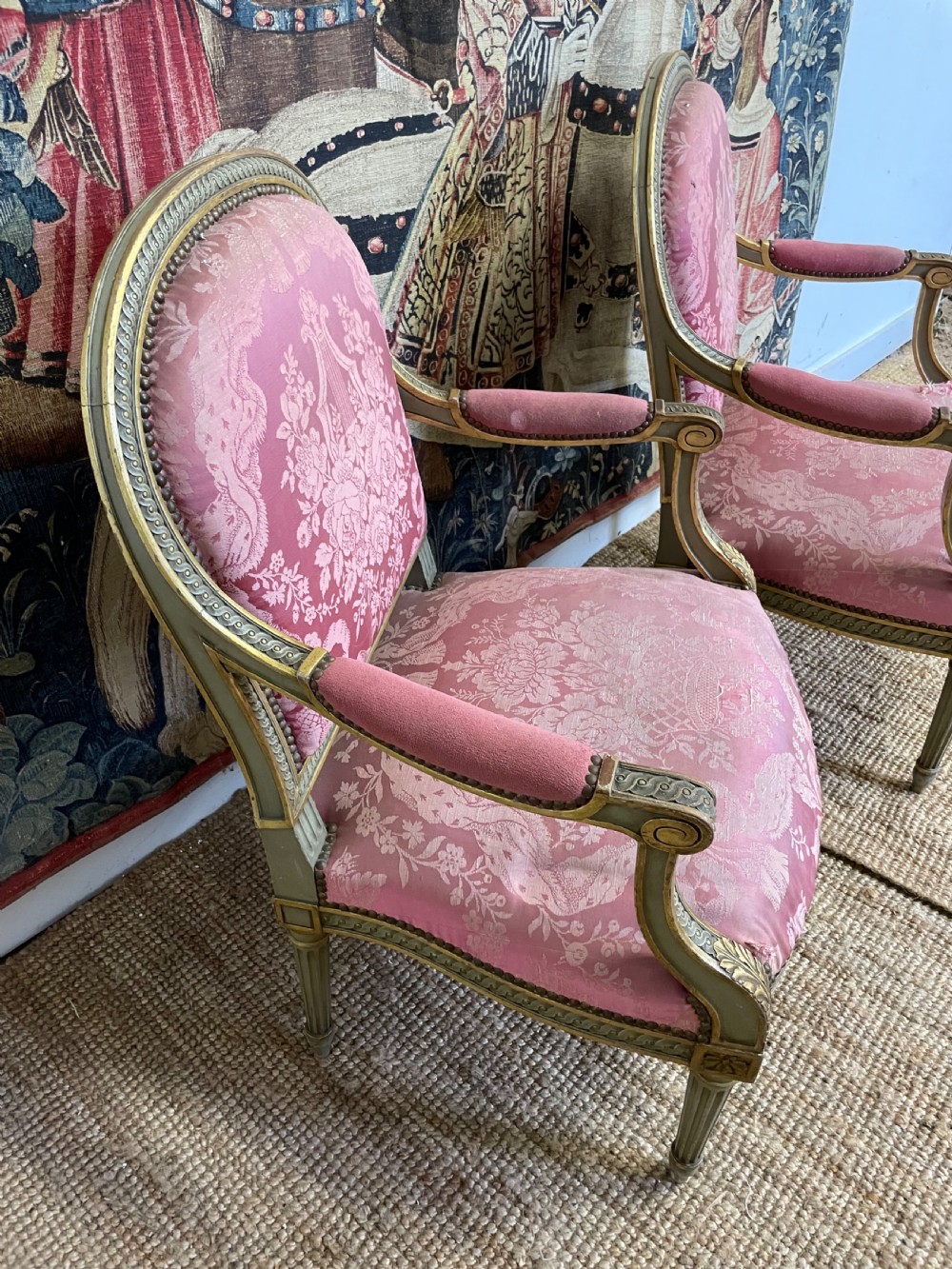 Pair of 19th century gilt and painted armchairs  View XI