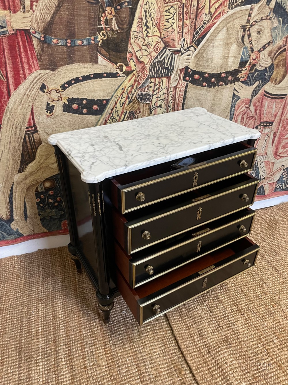 SMALL EARLY 20TH CENTURY EBONISED COMMODE View VII