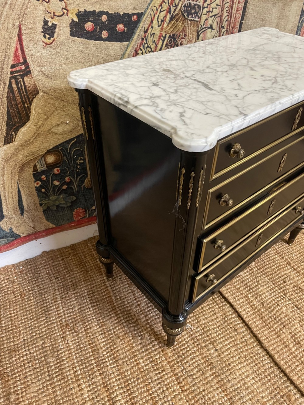 SMALL EARLY 20TH CENTURY EBONISED COMMODE View IX