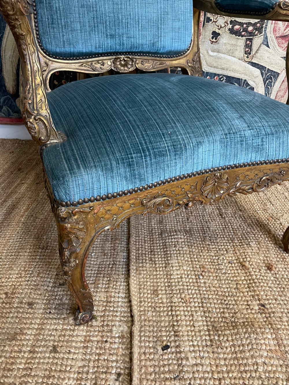 LARGE REGENCE STYLE GILDED OPEN ARMCHAIR View II
