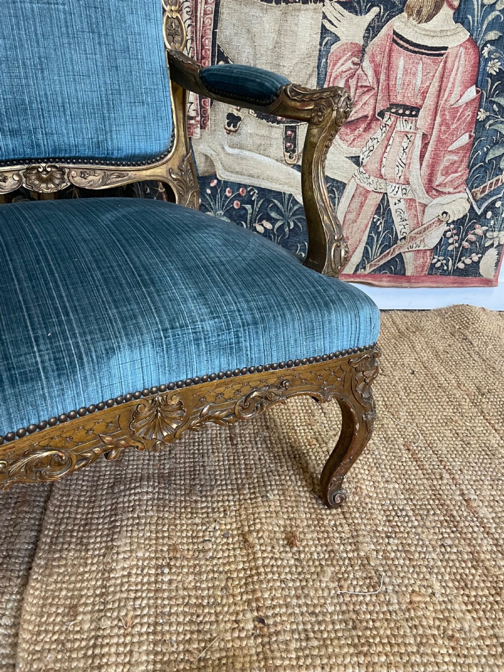 LARGE REGENCE STYLE GILDED OPEN ARMCHAIR View IV