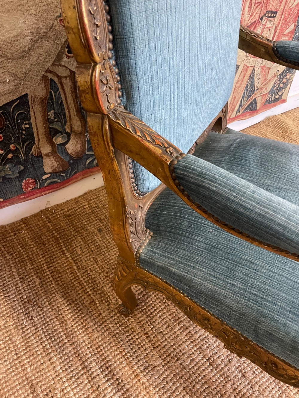 LARGE REGENCE STYLE GILDED OPEN ARMCHAIR View IX