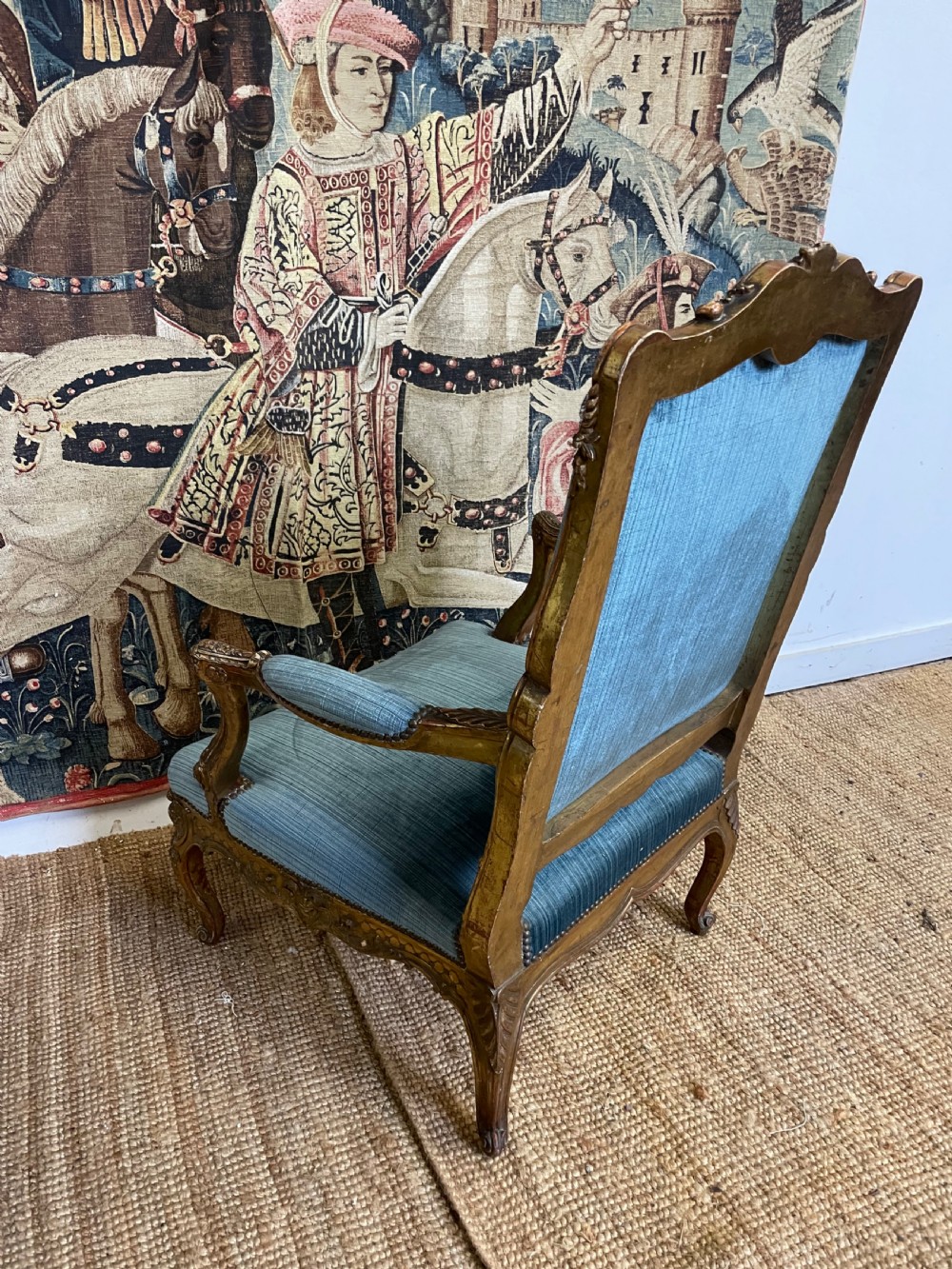 LARGE REGENCE STYLE GILDED OPEN ARMCHAIR View XII