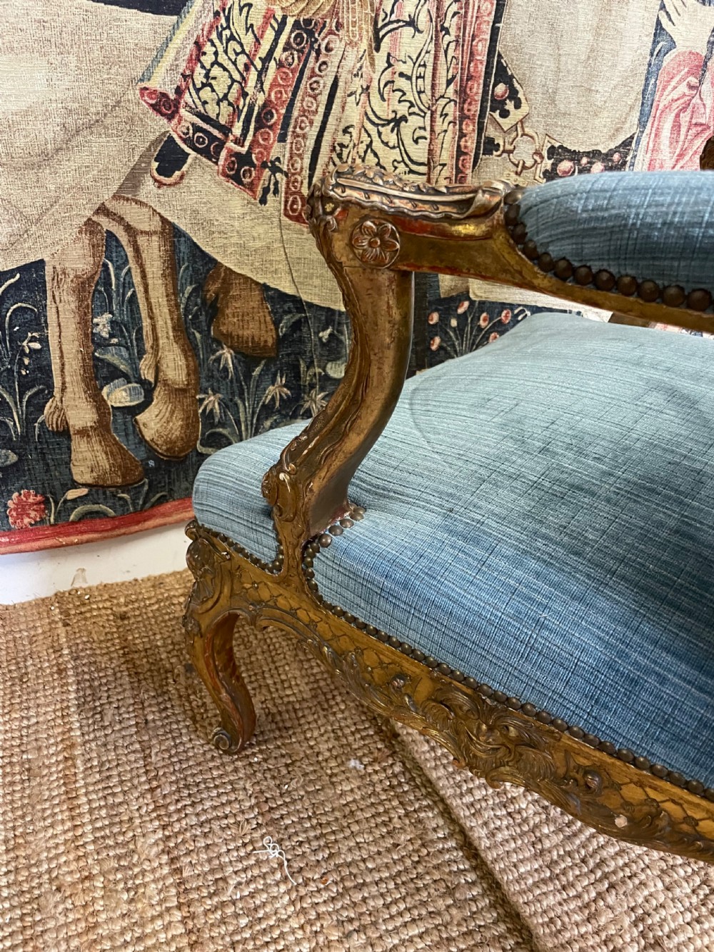 LARGE REGENCE STYLE GILDED OPEN ARMCHAIR View XIII