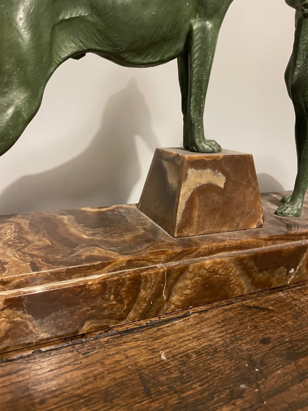 Art deco spelter group of 2 Borzoi dogs  View VIII