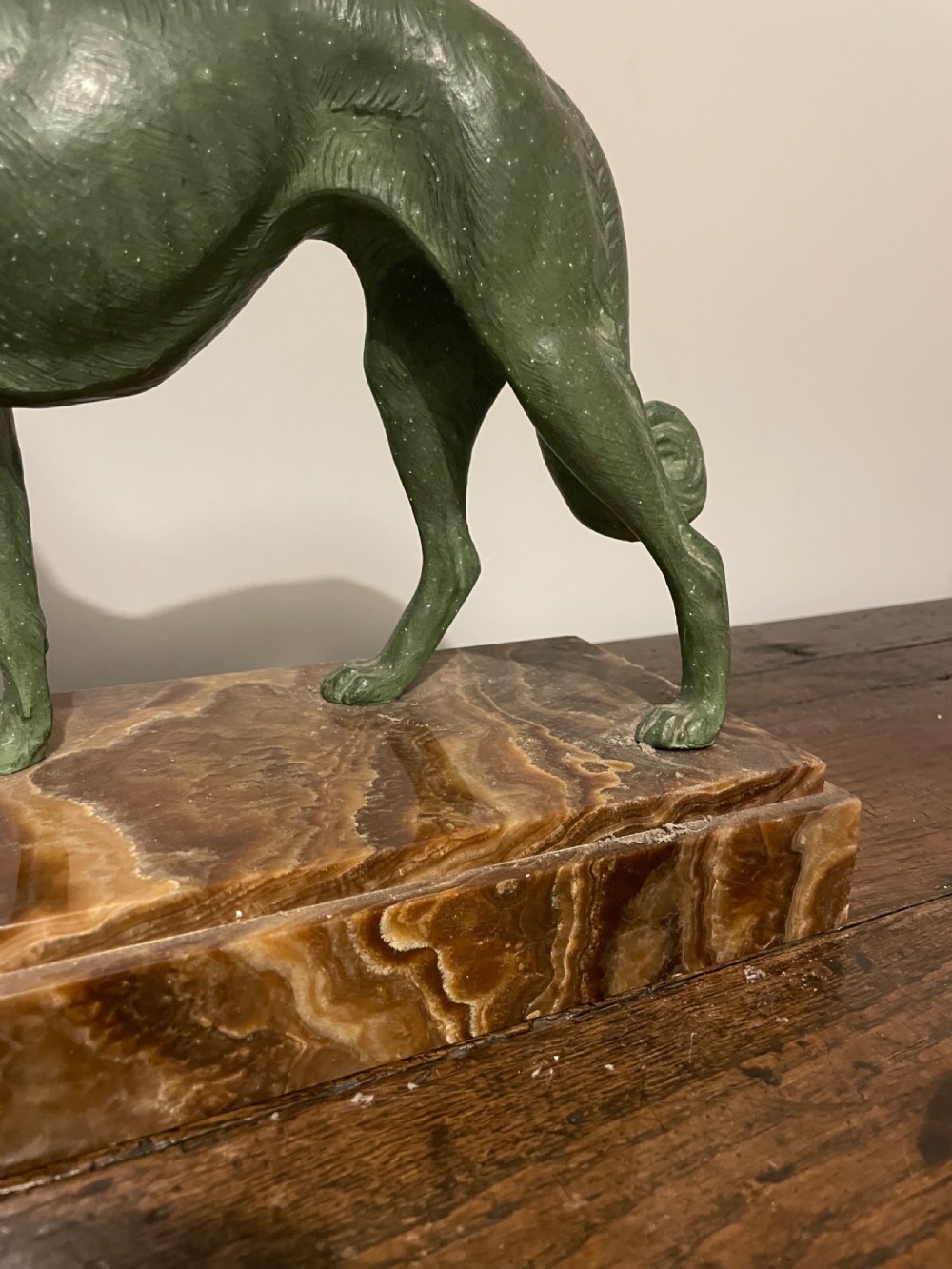 Art deco spelter group of 2 Borzoi dogs  View X
