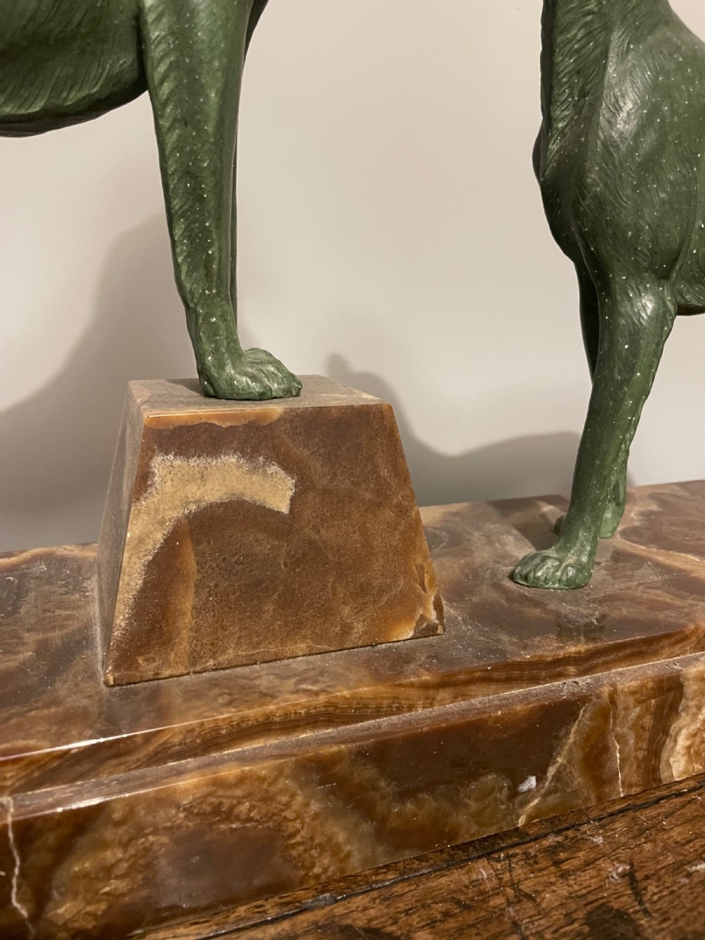 Art deco spelter group of 2 Borzoi dogs  View XI