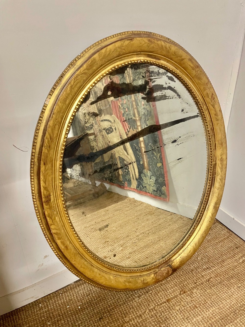 Large 19th century oval wall mirror 