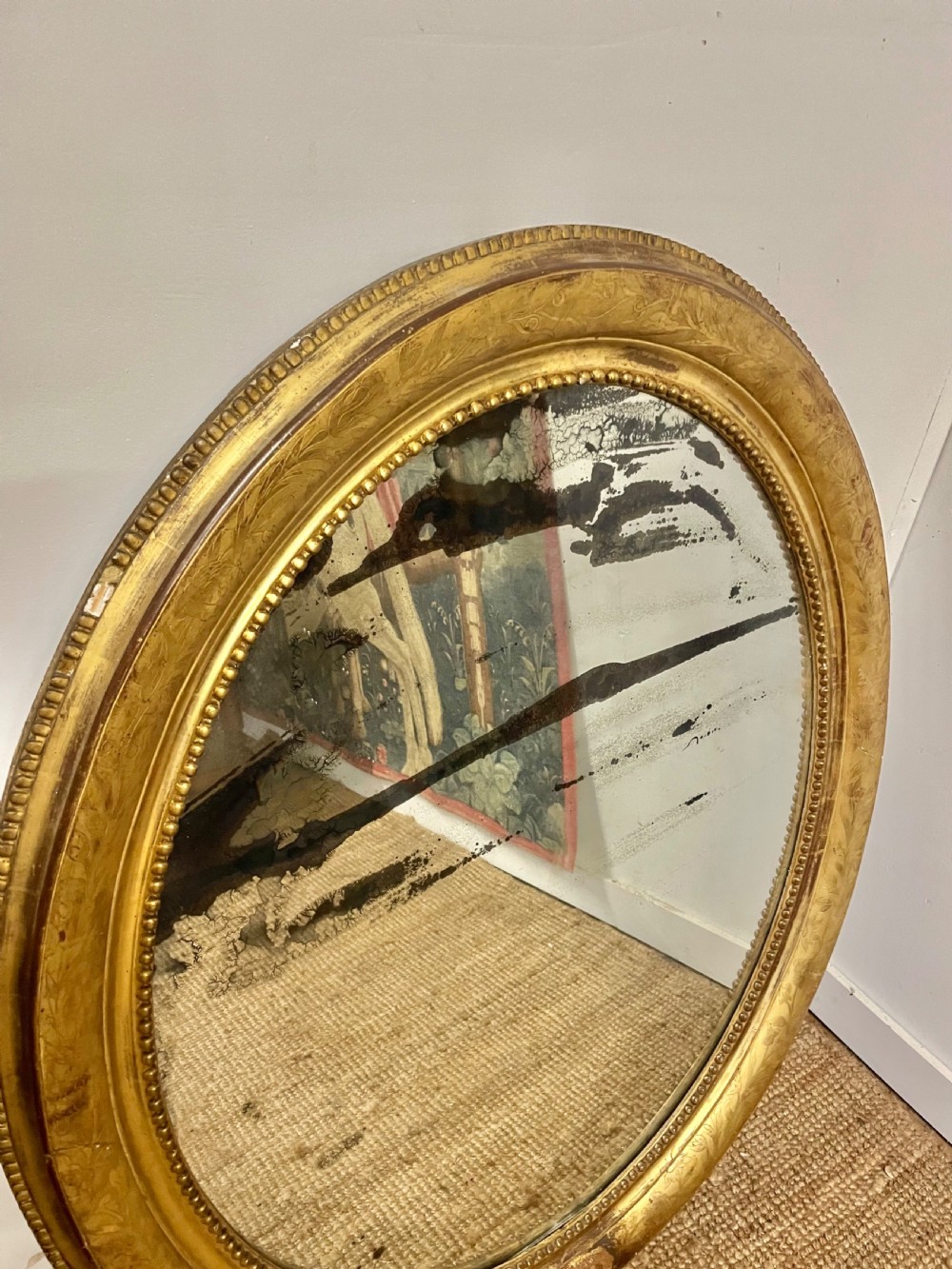 Large 19th century oval wall mirror  View II