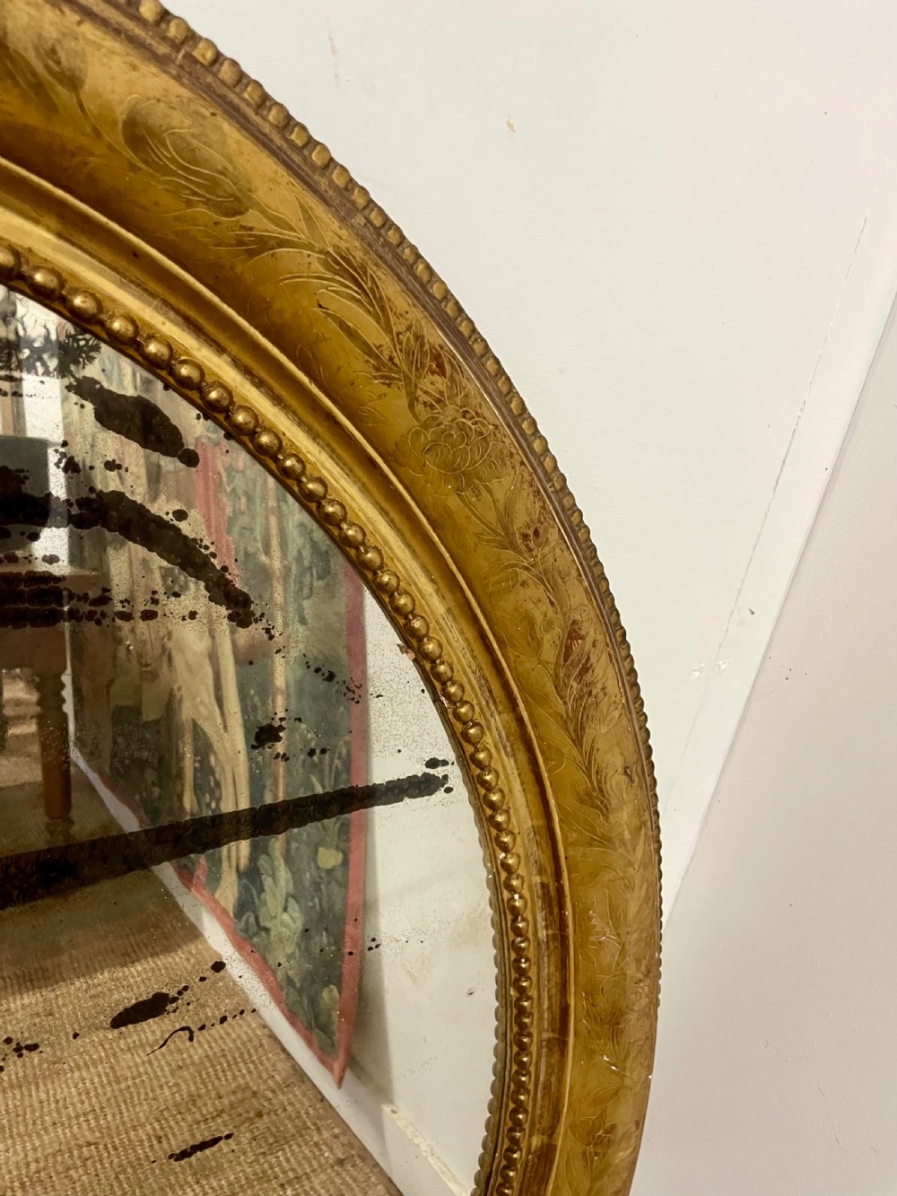 Large 19th century oval wall mirror  View III