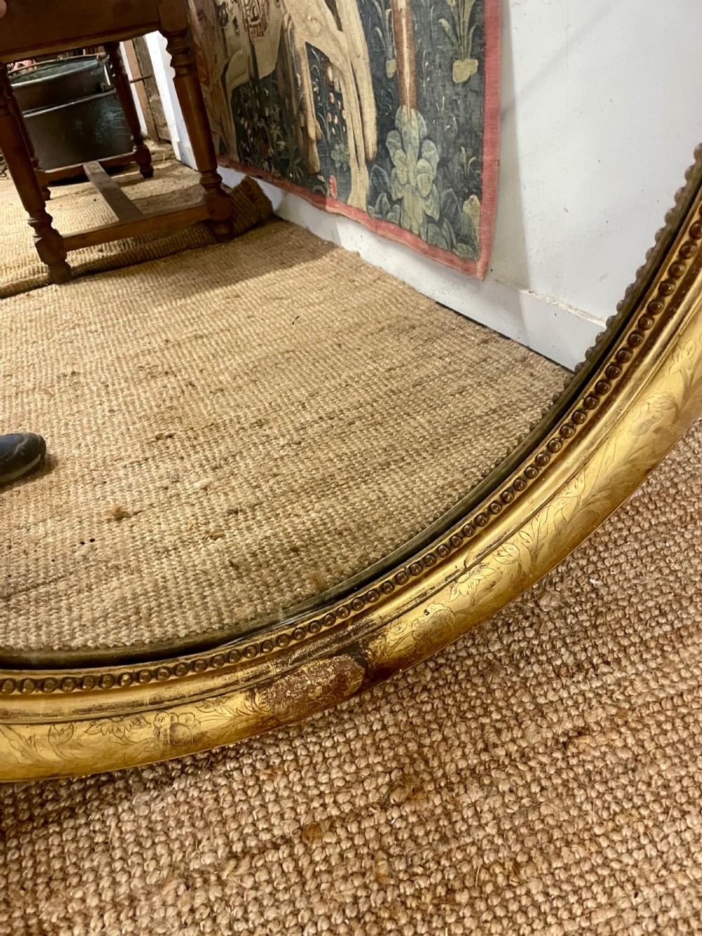 Large 19th century oval wall mirror  View IV