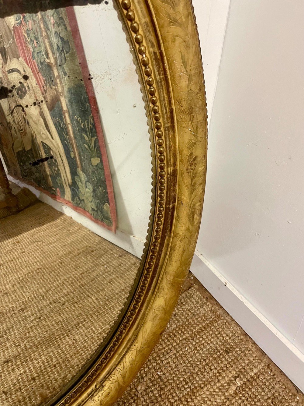 Large 19th century oval wall mirror  View V